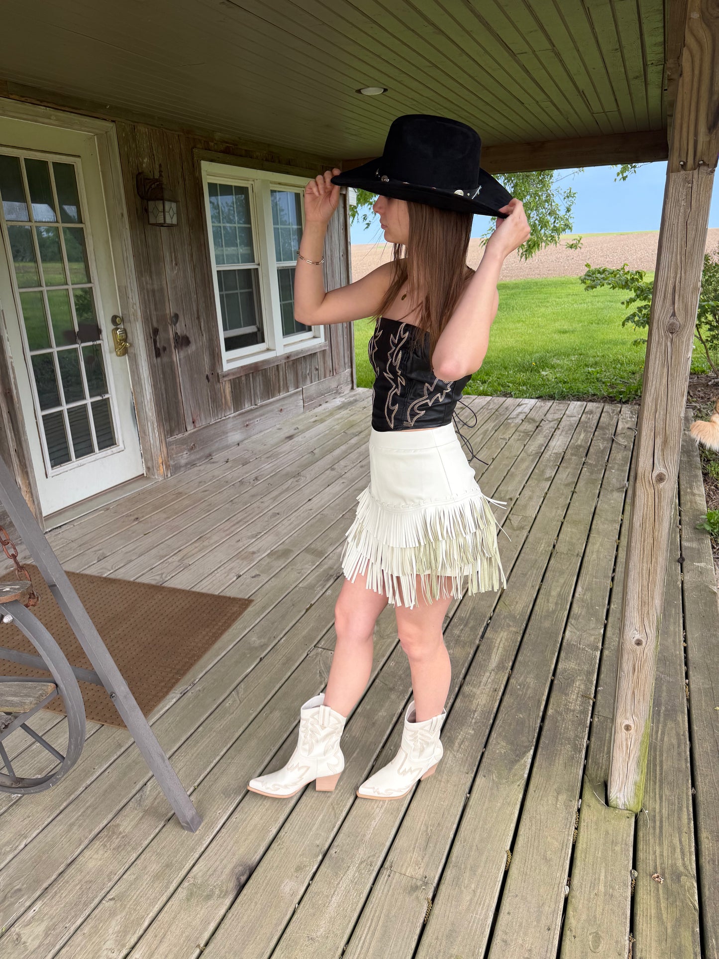 The Nantes Beige Western Embroidered Vegan Leather Cowboy Boot