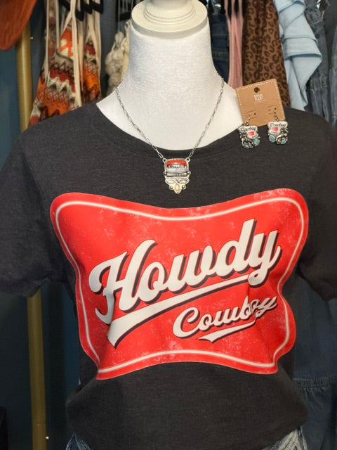 Howdy Cowboy Cropped Tee