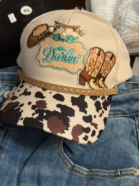 Darlin' Cowprint Canvas Hat