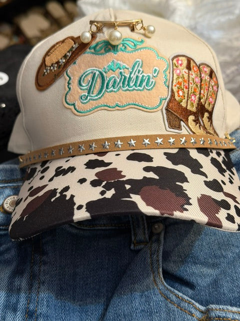 Darlin' Cowprint Canvas Hat