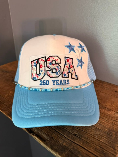 USA Floral Embroidered Otto Trucker Hat