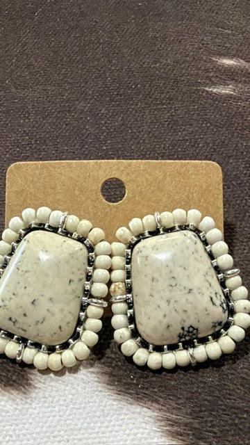 Howlite Square Post Earrings