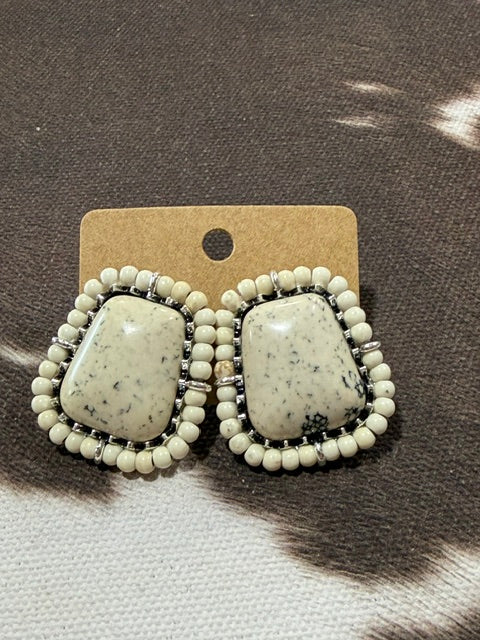 Howlite Square Post Earrings