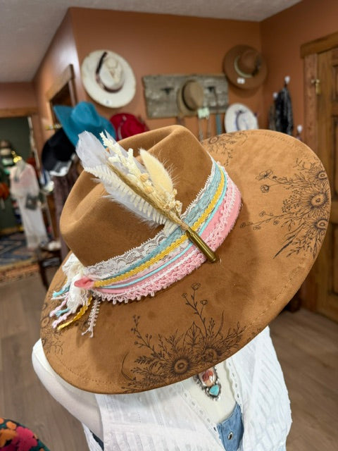 Sunflower Floral Brim: Tan