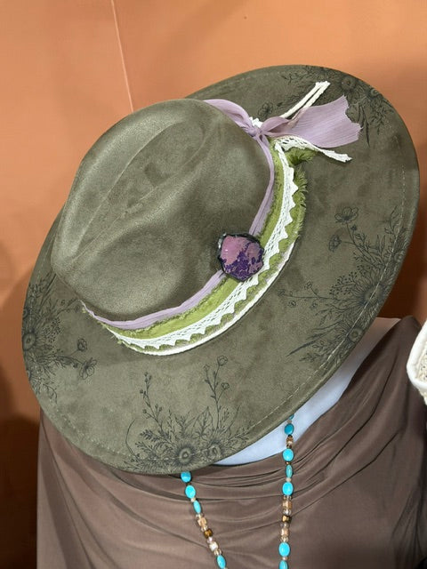 Sunflower Floral Brim: Sage