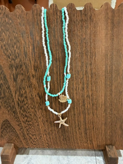 Starfish & Seashell Beaded Necklace