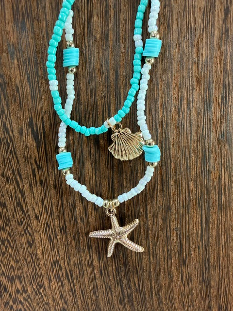 Starfish & Seashell Beaded Necklace