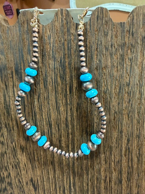 Copper and Turquoise Hat Chain