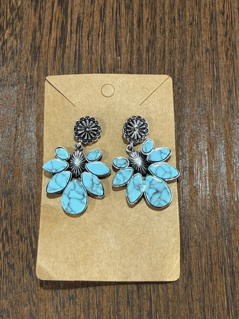 Blue Turquoise Dangle Earrings