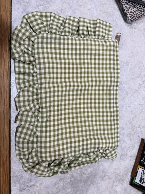 Sage Gingham Cosmetic Pouch