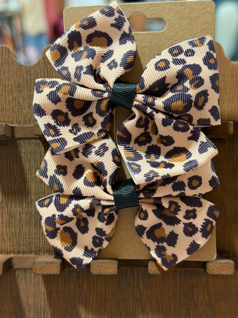 Leopard Bow Hair Clips