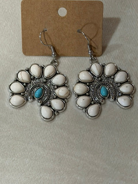 Howlite Squash Blossom Earrings