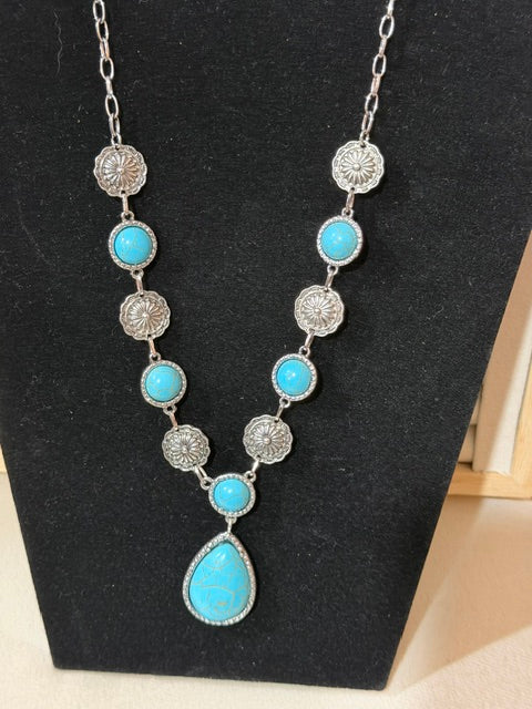 Turq Stone and Silver Concho
