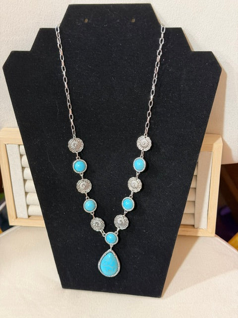 Turq Stone and Silver Concho