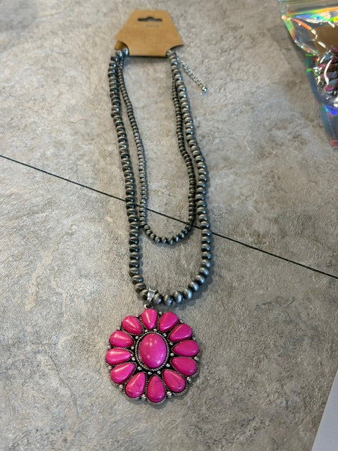 Hot Pink Concho/Navajo Bead