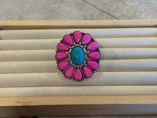 Large Pink & Turquoise Ring