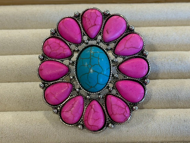 Large Pink & Turquoise Ring