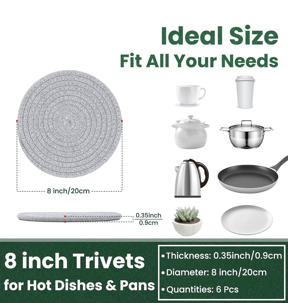 8 INCH TRIVET SET