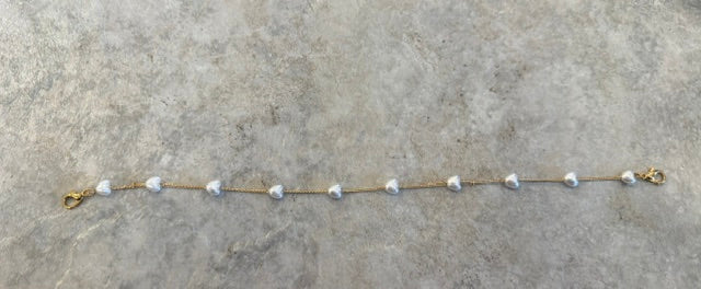 HEART PEARL GOLD HAT CHAIN