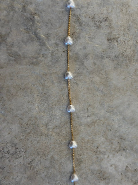 HEART PEARL GOLD HAT CHAIN