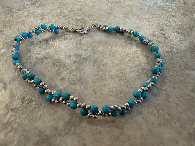 TWISTED TURQUOISE AND BALLS HAT CHAIN