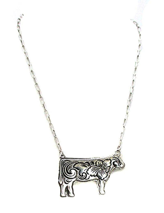 Etched Cow Necklace