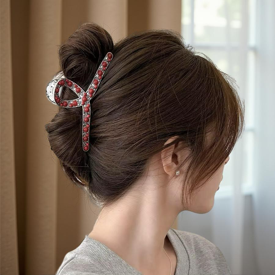 Western Coral Claw Clip Beaded Hair Clip