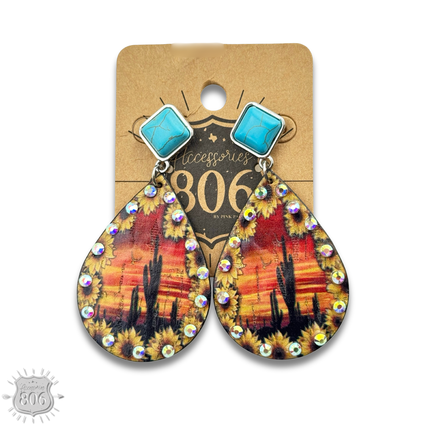 Desert scene teardrop earrings