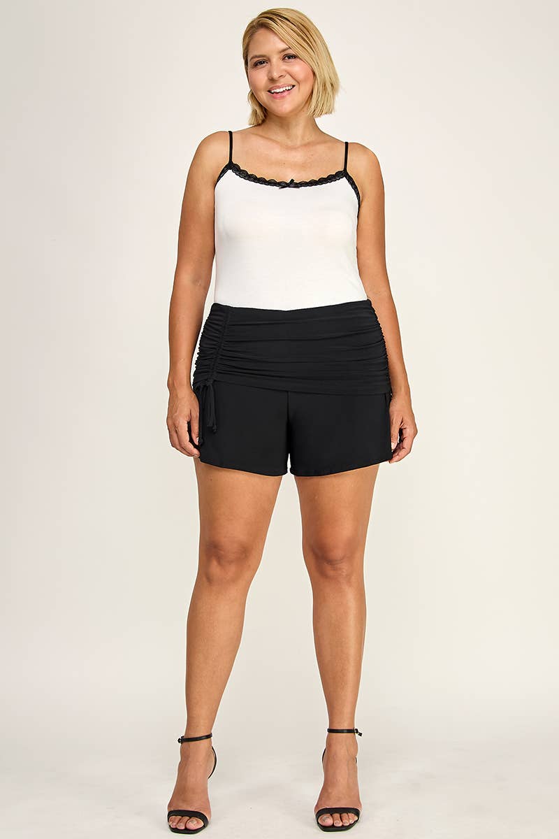 Plus Size Ruched Pull-On Skort