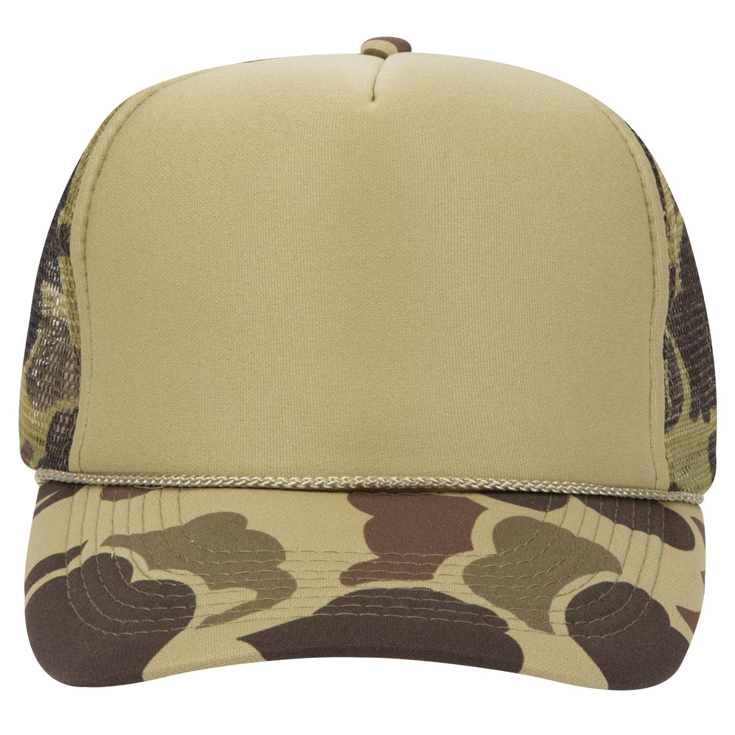 Otto 49-158 5-Panel High Crown Foam Trucker Hat - Camo: Kelly/Lt.Lod/Kelly