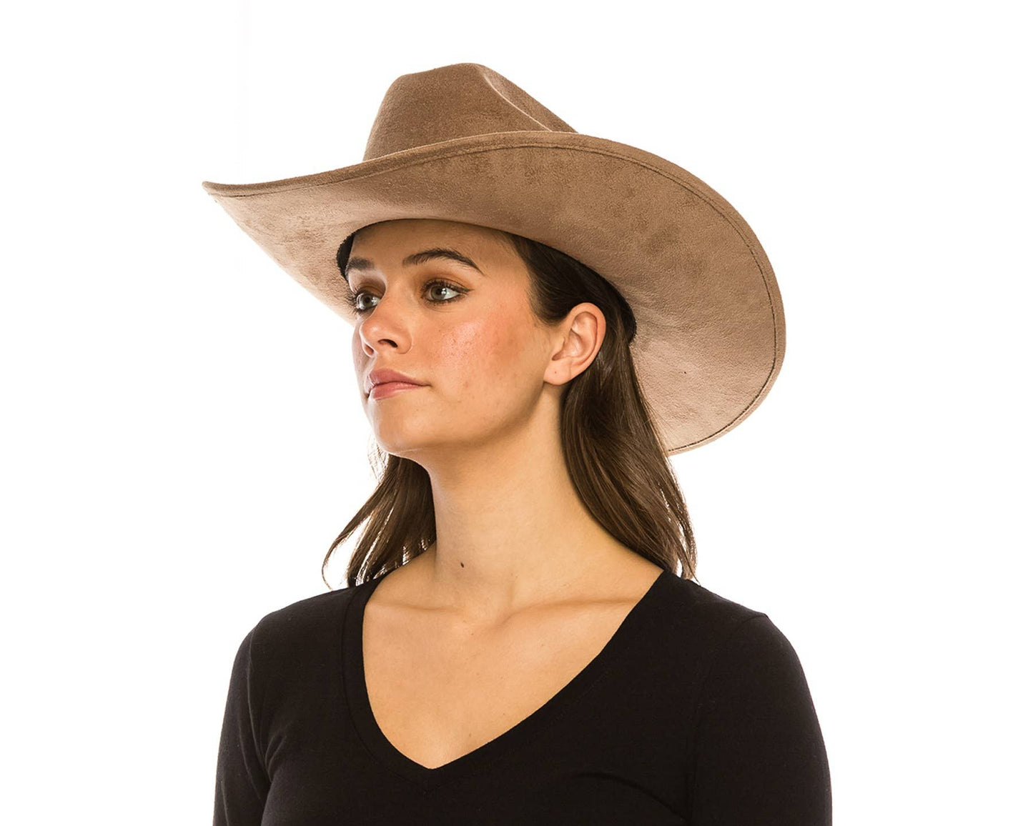 Premium Vegan Suede Cattleman Cowboy Hat-Dark Taupe