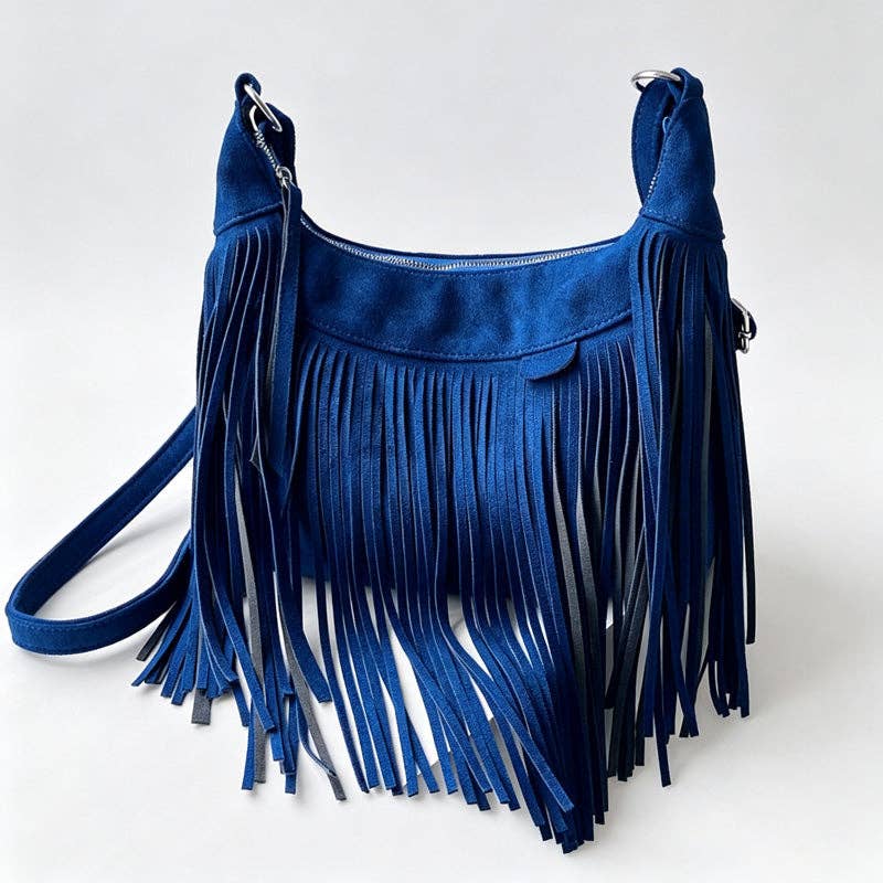 Blue Fringe Crossbody