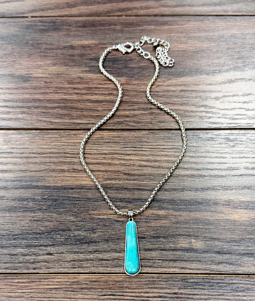 Oblong Turquoise Pendant Necklace