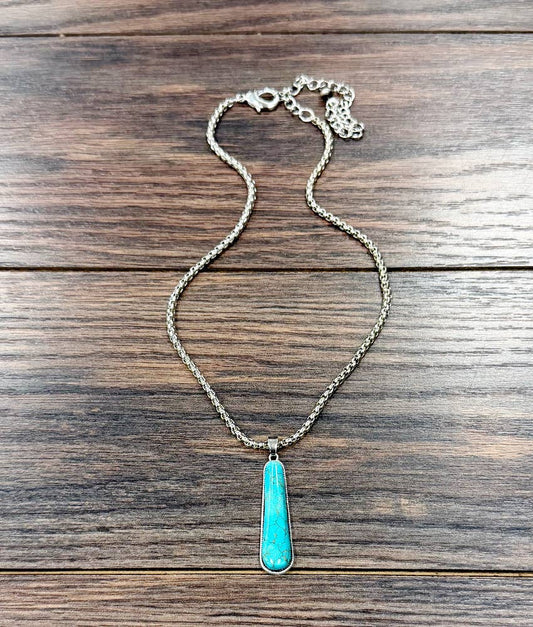 Oblong Turquoise Pendant Necklace