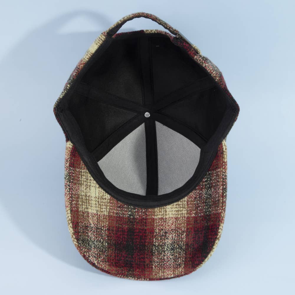 Plaid Curved Brim Cap:RD