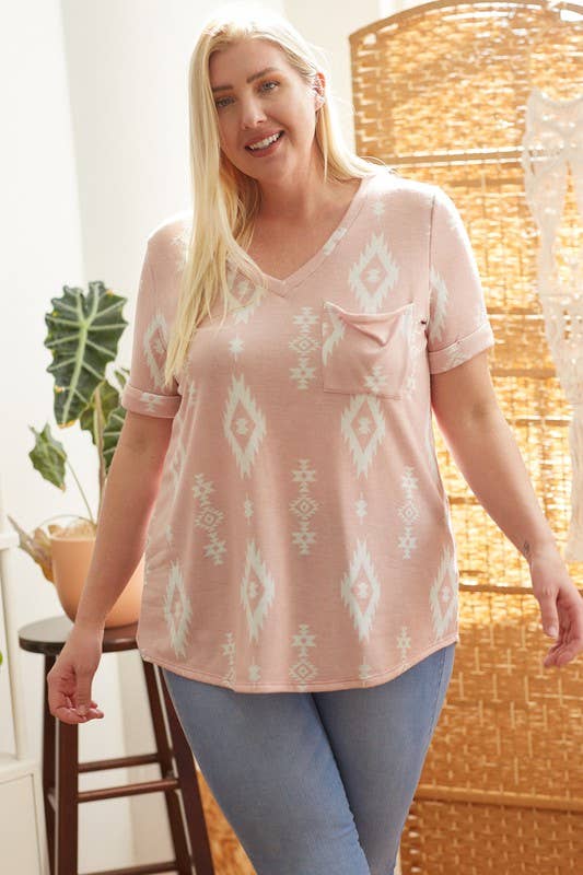 Plus size Aztec V-Neck Tee