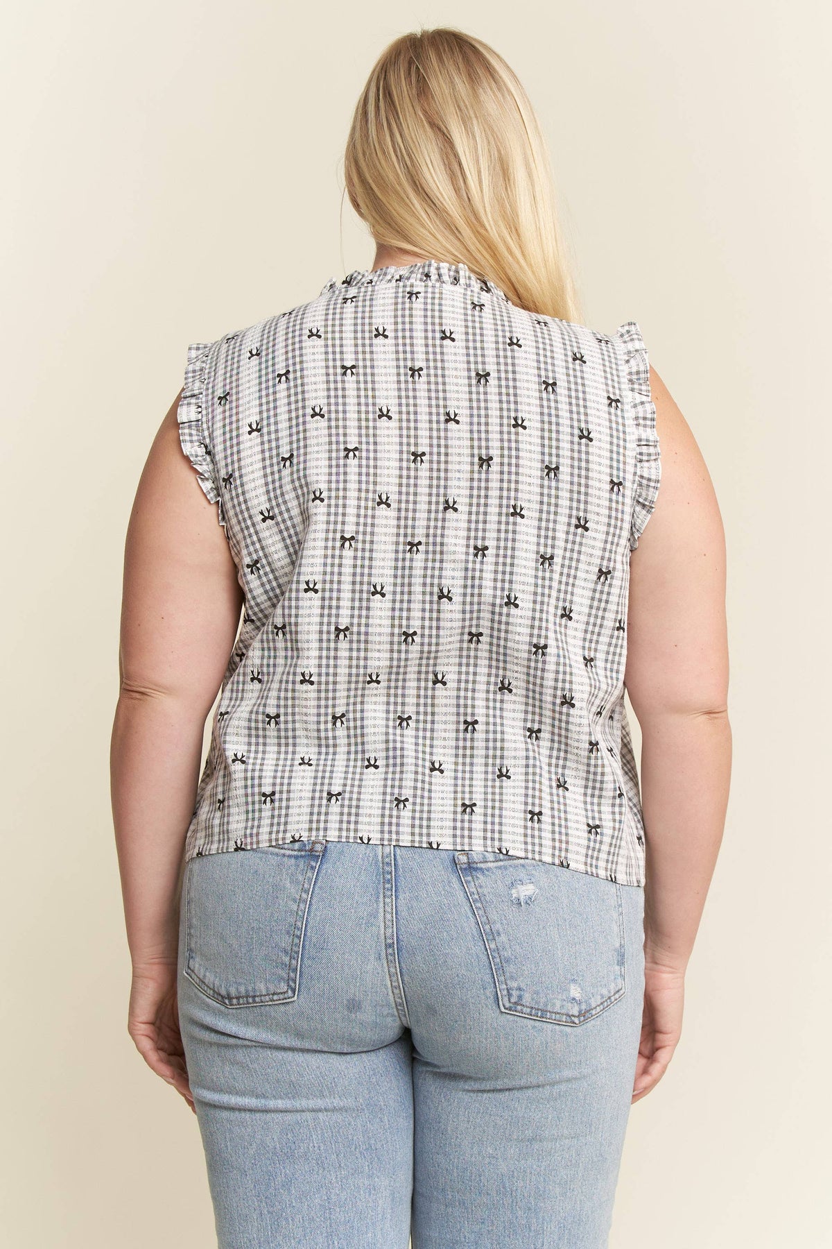 PLAID TIE FRONT TOP