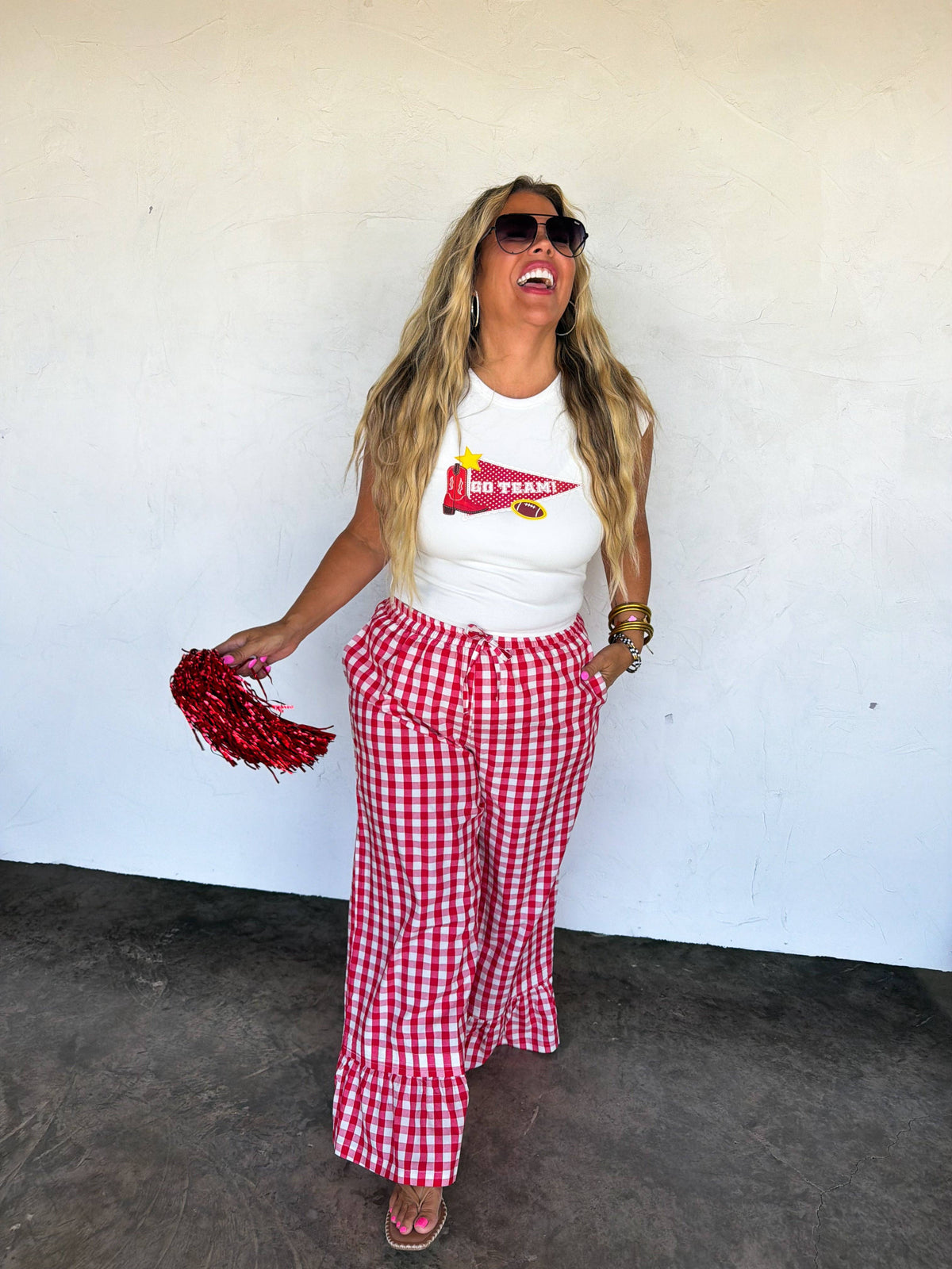 DIXIE GINGHAM RUFFLE PANTS