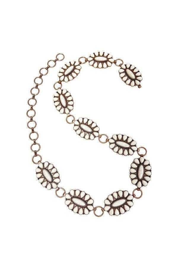 WHITE CONCHO CHAIN BELT