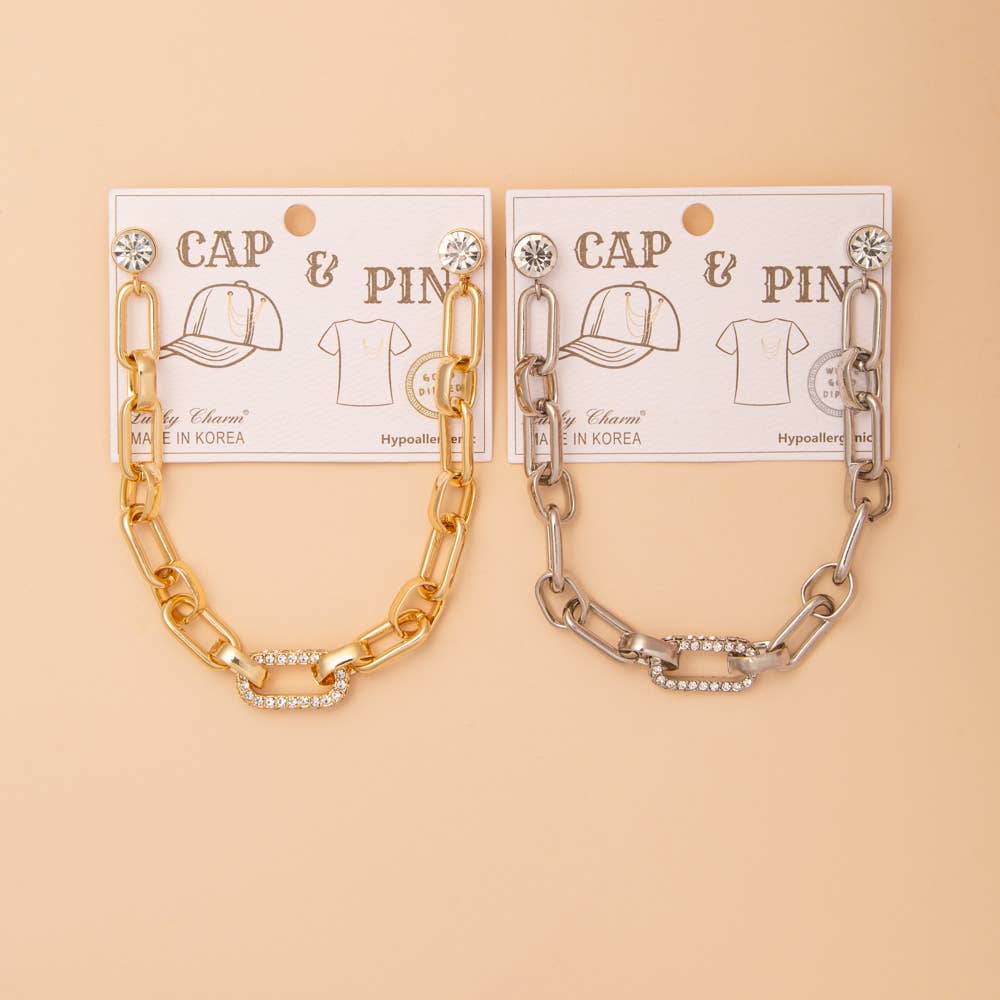 Crystal Rhinestone Embellished Cap Chain: Silver