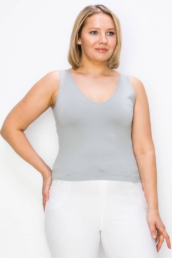 Reversible Seamless Tank: White / Plus