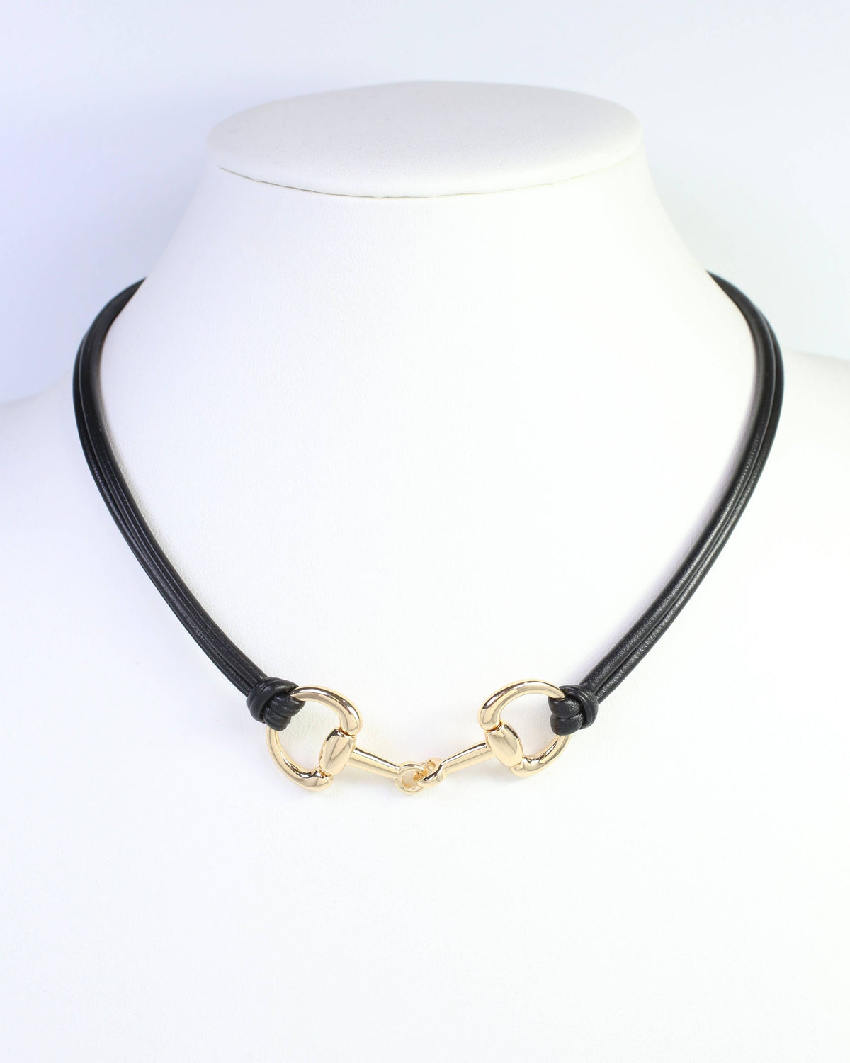 Black Horsebit Cord Necklace