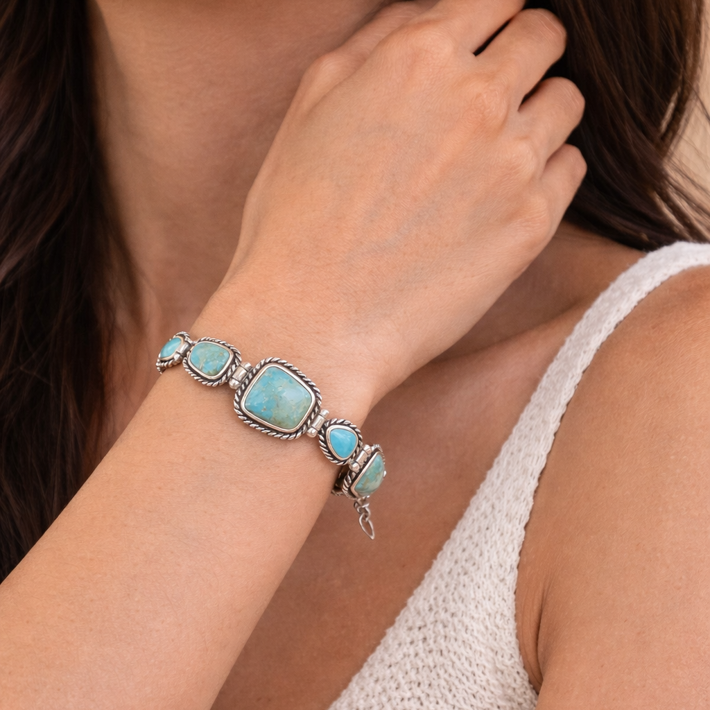 Sedona Blue Turquoise and Silver Toggle Bracelet