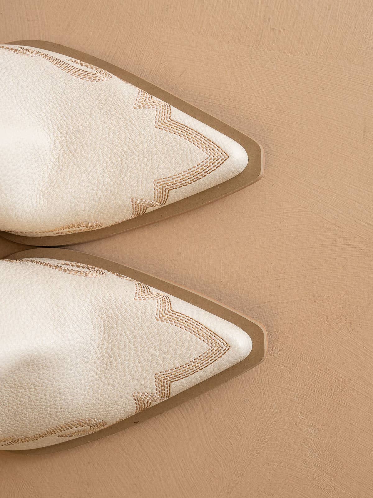 The Nantes Beige Western Embroidered Vegan Leather Cowboy Boot