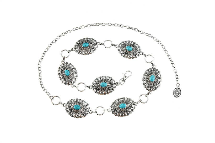 Turquoise Oval Concho Belt