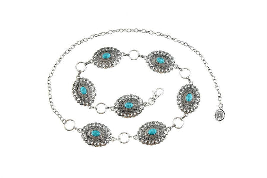 Turquoise Oval Concho Belt