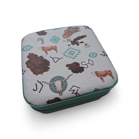 Travel Jewelry Case Western Elevated Edition: Turquoise Rodeo Icons