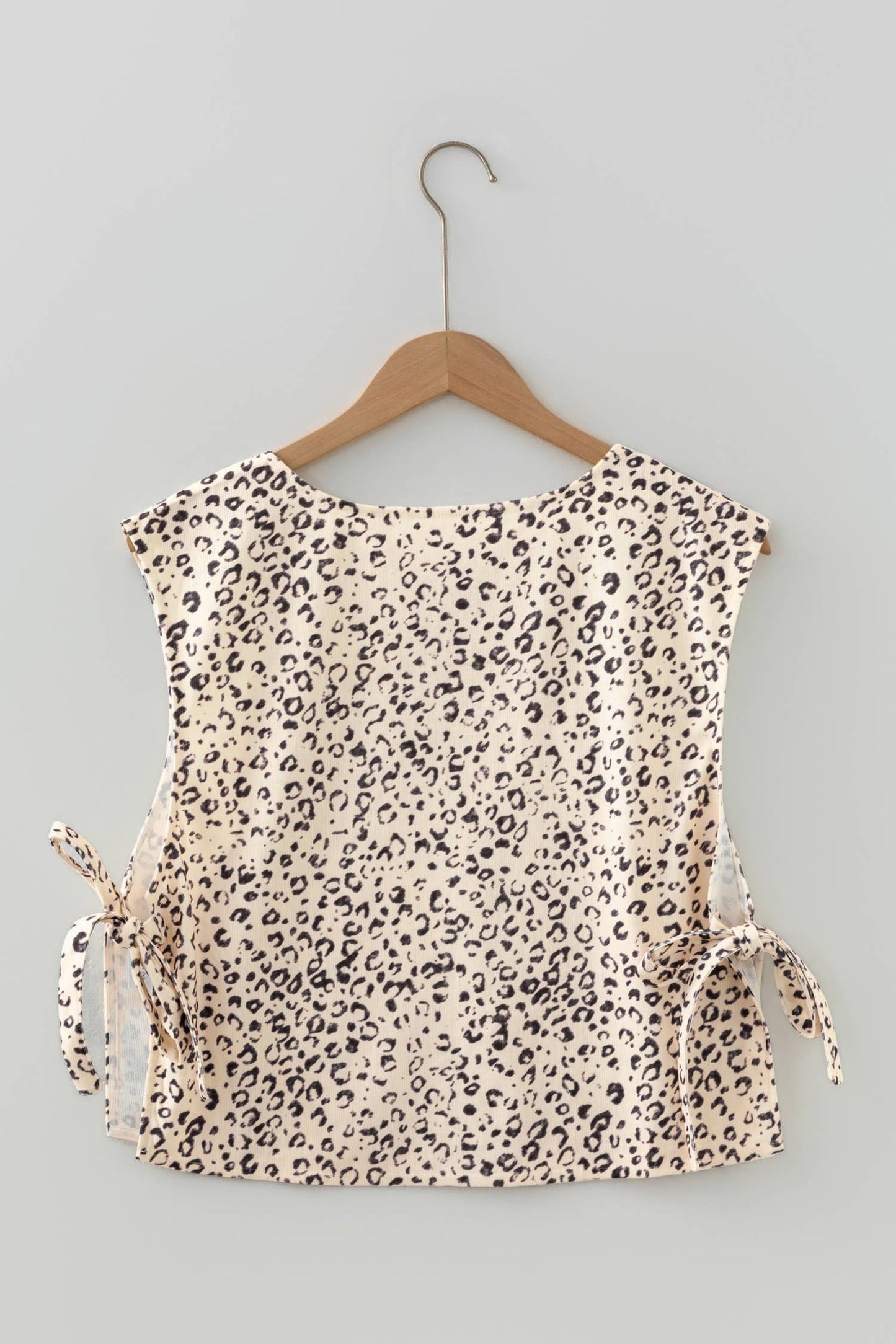 Apricot Leopard Print Knot Side Sleeveless Vest Top