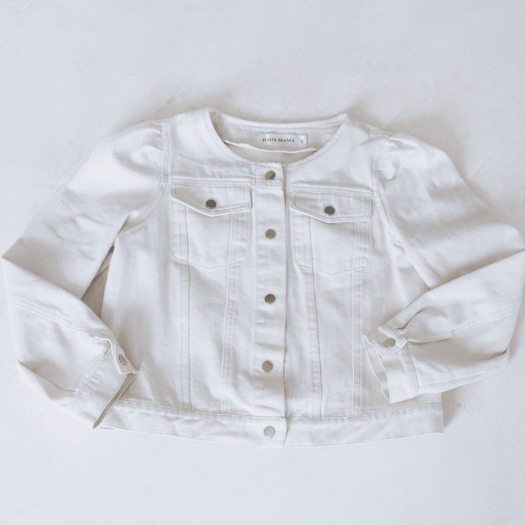 Ivory Cropped Denim Jacket