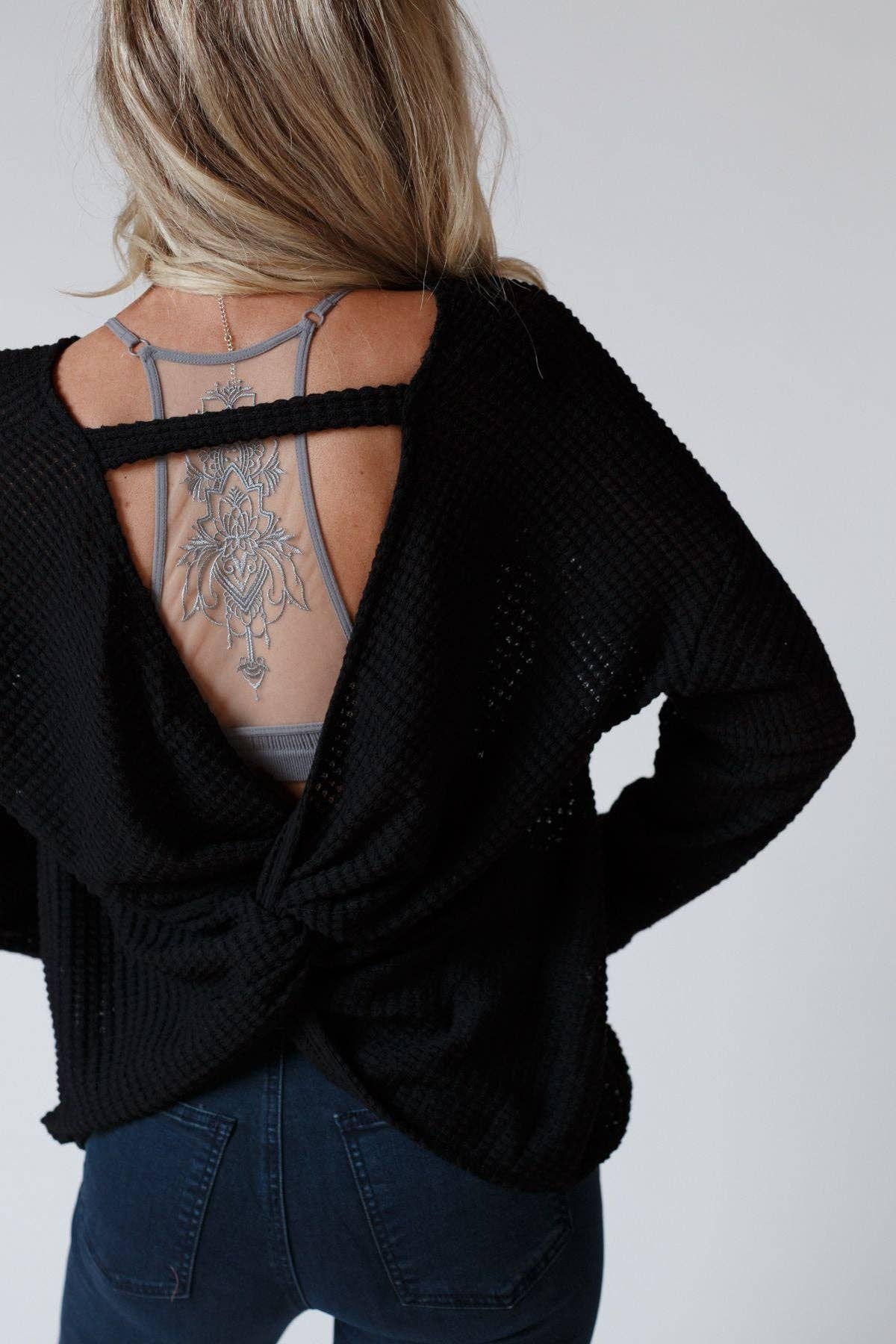 Open Back Thermal Knit Top